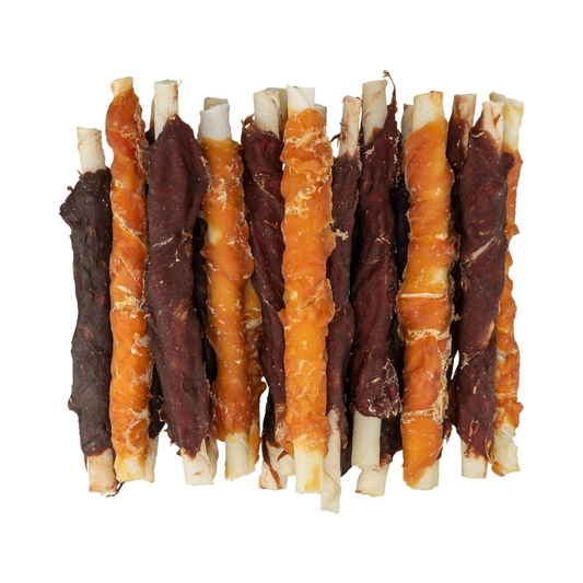 Trixie chewing rolls cani, snack masticabile per cani, bastoncini di pelle bovina per cani, stick con pollo manzo agnello per cani, snack naturale senza glutine per cani, chewing rolls Trixie 250g, premio masticabile per cani adulti, alimento complementare per cani, snack dentale naturale per cani