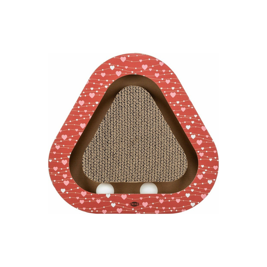 tiragraffi gatto cartone, tiragraffi con erba gatta, gioco gatto con palline, tiragraffi Trixie, regalo gatto San Valentino, accessori gatto tiragraffi