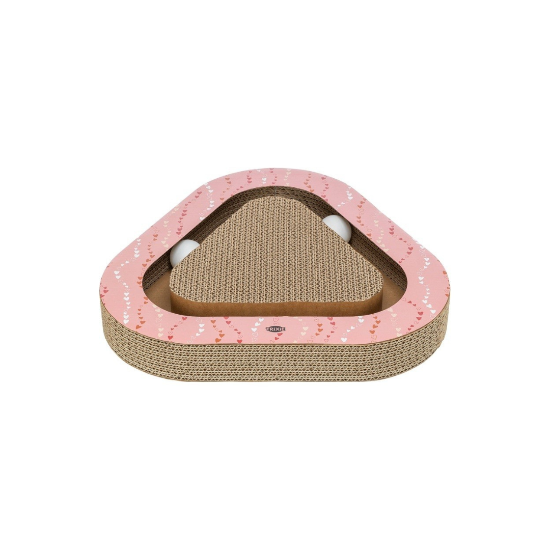 tiragraffi gatto cartone, tiragraffi con erba gatta, gioco gatto con palline, tiragraffi Trixie, regalo gatto San Valentino, accessori gatto tiragraffi