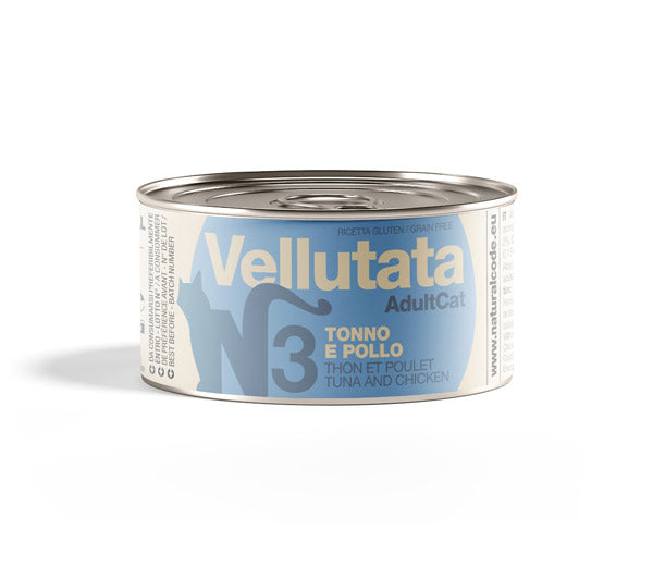 Natural Code Vellutate 85 g gatto, Vellutata senza glutine per gatti, Lattina crema umido gatto adulti, Alimento umido gluten free gatti, Vellutate Natural Code ricetta, Umido vellutata cremoso gatto, Alimento complementare gatto naturale
