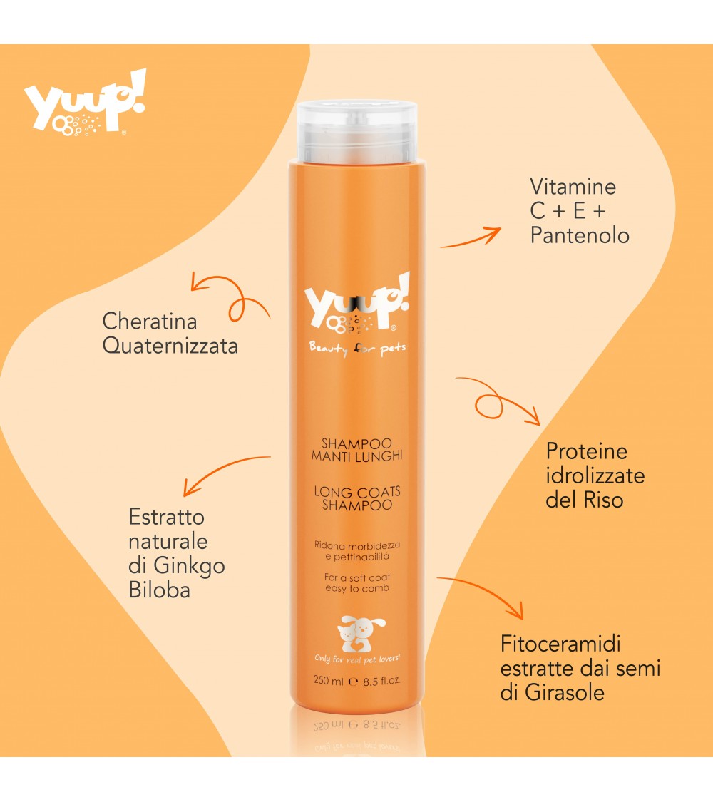 shampoo manti lunghi cane, Yuup! shampoo pelo lungo cane, shampoo districante cane pelo lungo, shampoo cane lungo proteine del riso, shampoo cane lucentezza pelo lungo, shampoo cane anti nodi lungo, shampoo cane al naturale Yuup