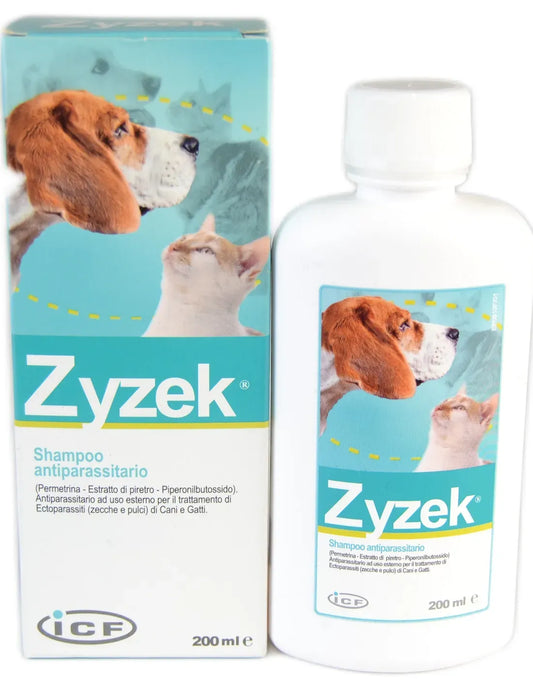 ICF - Zyzek Shampoo Antiparassitario per Cani e Gatti contro Pulci e Zecche 200 ml