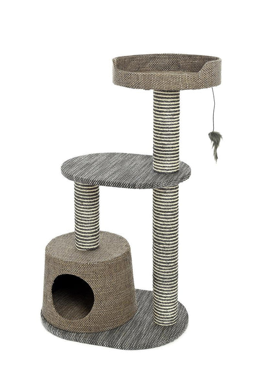 Ferribiella - Tiragraffi Elegante ad Albero per Gatti con Grotta e Cuccia e 55 x 40 x 90 cm