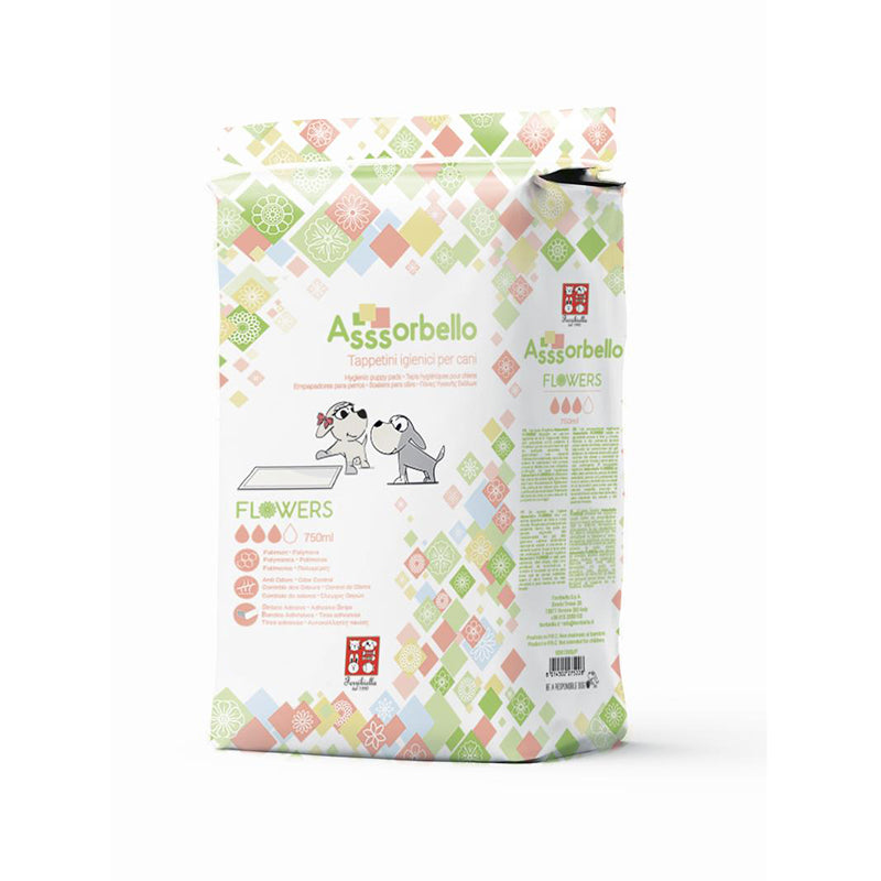 Ferribiella - Tappetino Igienico Assorbente Anti Strappo Asssorbello per Cani al Profumo di Fiori 80 Pezzi 60 x 90 cm