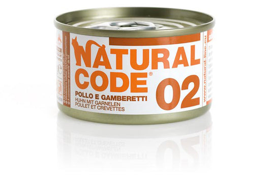 Natural Code - Lattine di Umido Complementare Naturale in Acqua di Cottura per Gatti Adulti 85g
