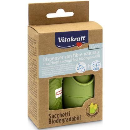 Vitakraft - Dispenser Porta Sacchetti con Sacchetti Igienici Biodegradabili per Cani 2 x 15 pezzi