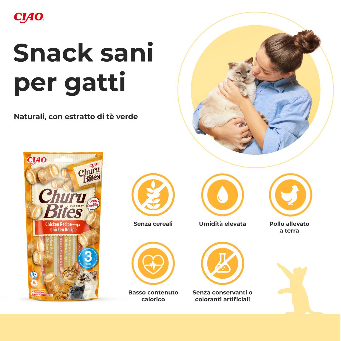 Inaba Ciao - Churu Bites Snack Ripieno per Gatti Nascondi Pastiglia 3x10g