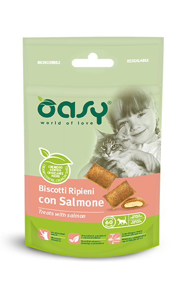 Oasy - Biscotti Croccanti Ripieni dal Cuore Cremoso per Gatti Snack 60g