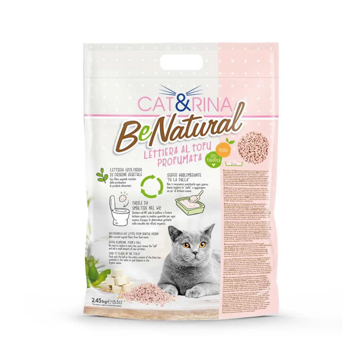 Cat&Rina - BeNatural Lettiera al Tofu Ecologica Vegetale Agglomerante per Gatti 5,5 L