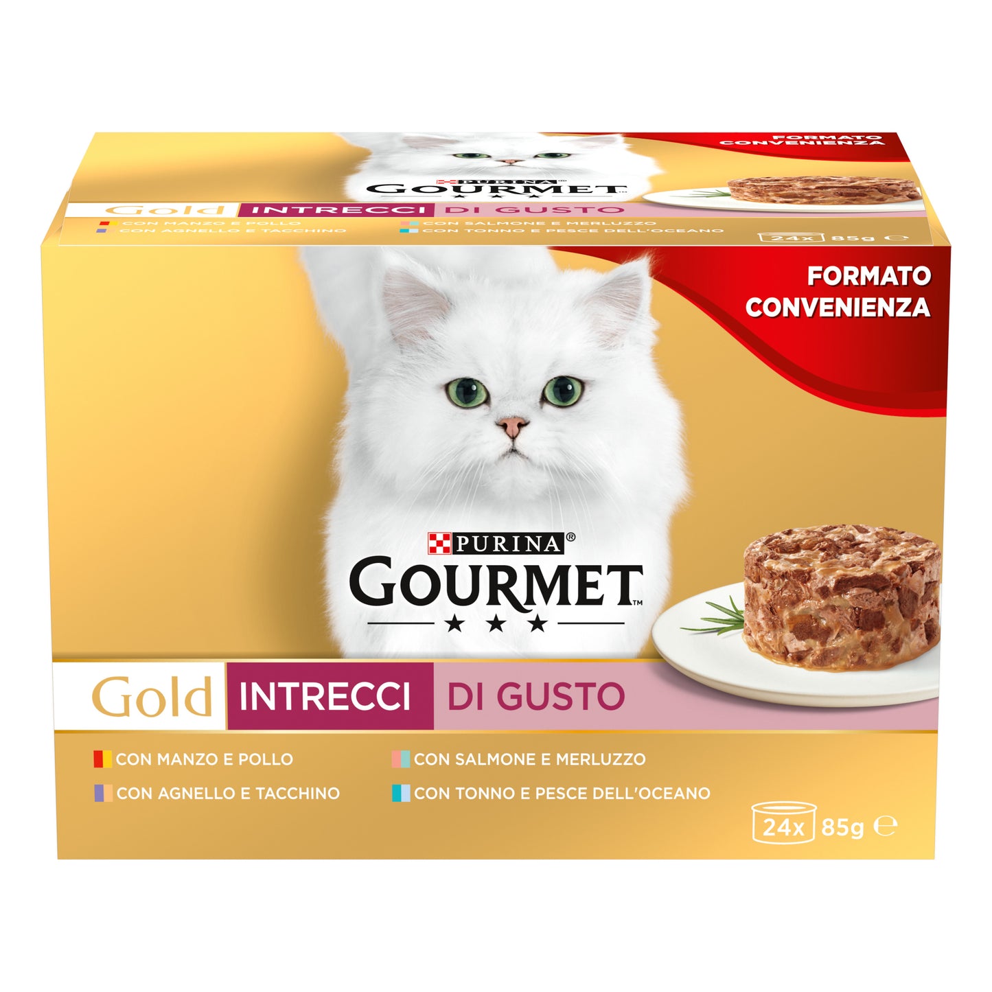 Purina - Gourmet Gold Gatto Mix Intrecci di Gusto Formato Convenienza Multipack 24x85g