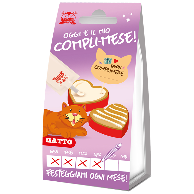 Torta Compli-mese Auguri Mese per Mese per Gatti 50g - Emozioni a 4 Zampe