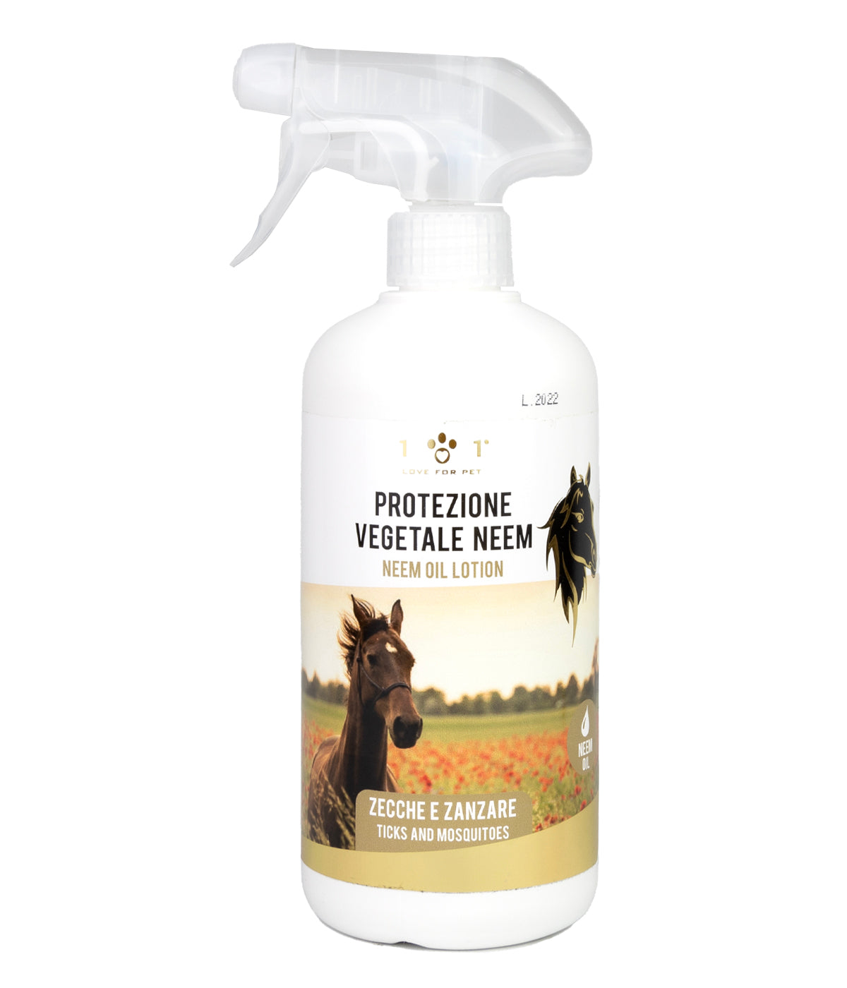 Linea 101 - Spray Protezione Vegetale con Olio di Neem Repellente Pulci, Zecche, Zanzare e altri Parassiti e Insetti 500ml