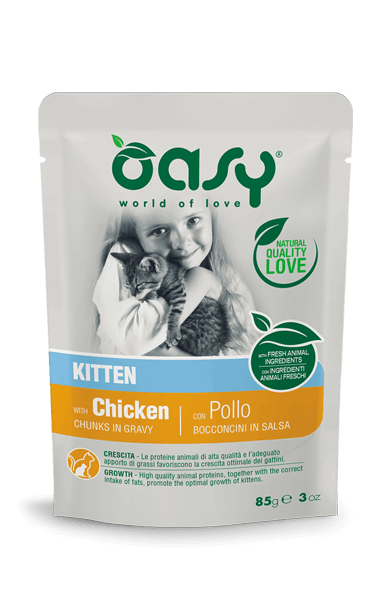 Oasy - Bocconcini in Salsa per Gatti Cuccioli Bustina Umido Kitten 85g