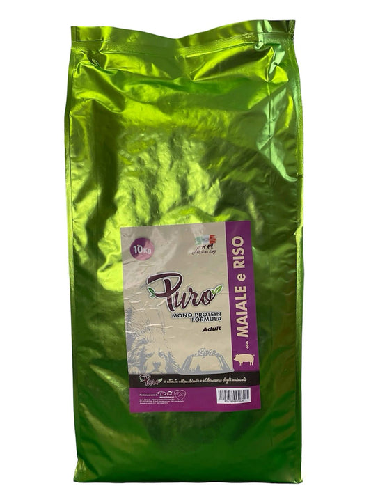 Puro - Crocchette al Maiale e Riso MONOPROTEICHE per Cani Adulti Low Grain Medium Monoprotein