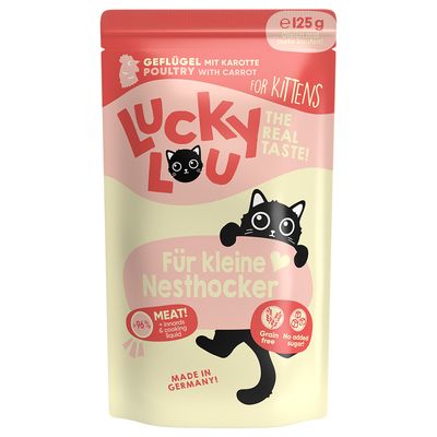 Lucky Lou - Buste di Umido Premium in Brodo per Gatti Cuccioli Senza Cereali e Glutine Kitten 125g