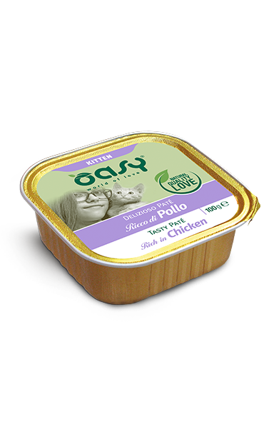 Oasy - Delizioso Patè Umido in Vaschetta per Gatti Cuccioli Kitten 100g