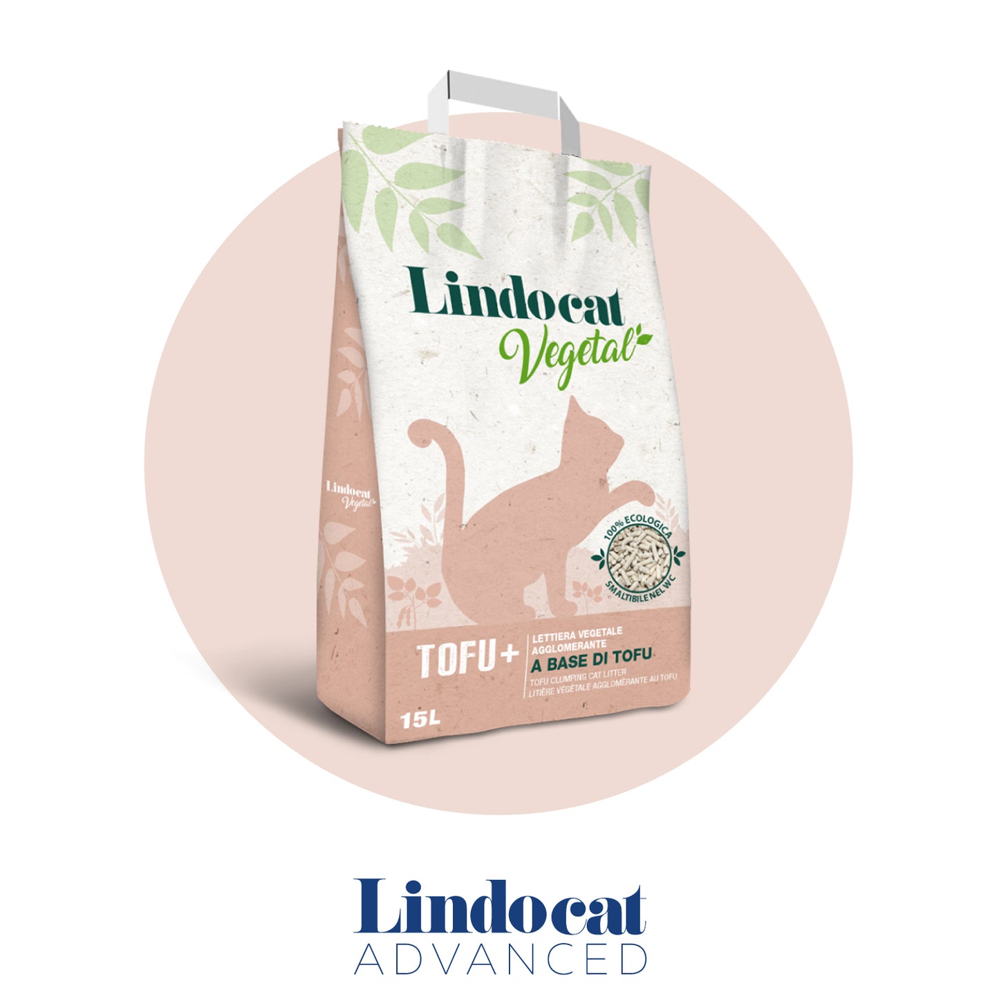 Lindocat - Lettiera Vegetale Ecologica Agglomerante a Pellet per Gatti Vegetal Tofu+ 5L