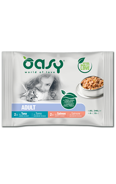 Oasy - Bocconcini in Salsa per Gatti Adulti Multipack 4x85g