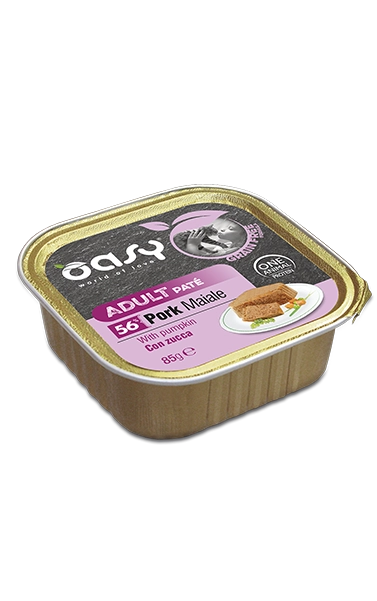 Oasy - Vaschette di Umido in Patè Monoproteico Senza Cereali per Gatti Adulti 85g