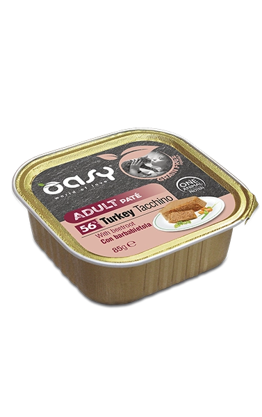 Oasy - Vaschette di Umido in Patè Monoproteico Senza Cereali per Gatti Adulti 85g