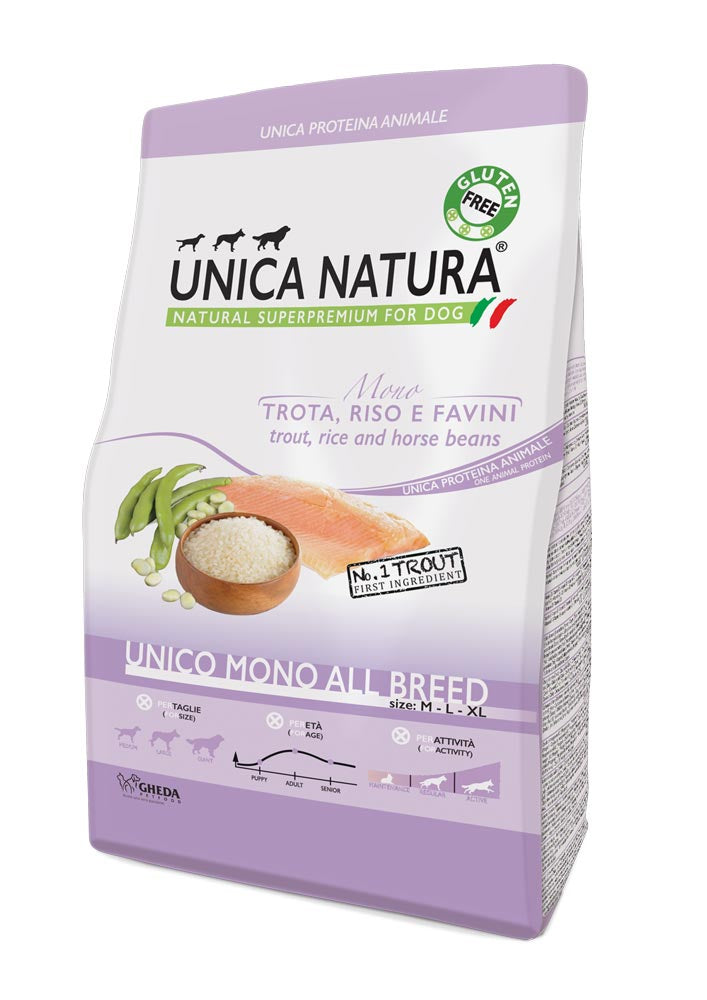 Gheda - Crocchette per Cani MONOPROTEICHE Senza Glutine Unica Natura Medium/Maxi 12Kg