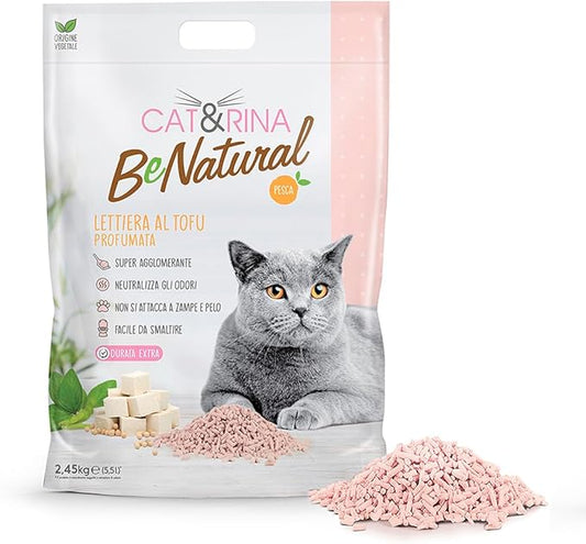 Cat&Rina - BeNatural Lettiera alla Pesca al Tofu Ecologica Vegetale Agglomerante per Gatti 5,5 L