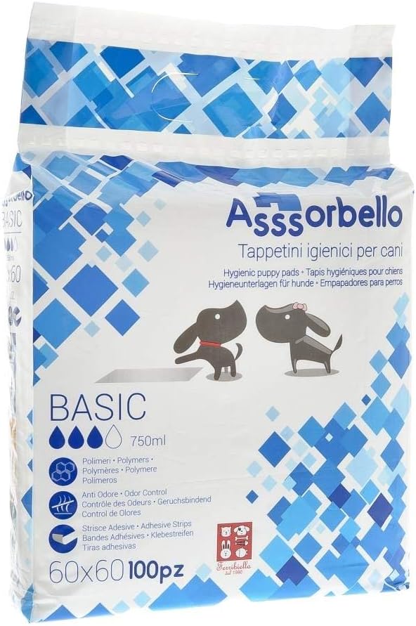 Ferribiella - Tappetino Igienico Assorbente Anti Strappo Asssorbello per Cani Neutro 60 x 90 cm