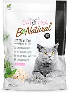 Cat&Rina - BeNatural Lettiera con Carboni Attivi al Tofu Ecologica Vegetale Agglomerante per Gatti 5,5 L