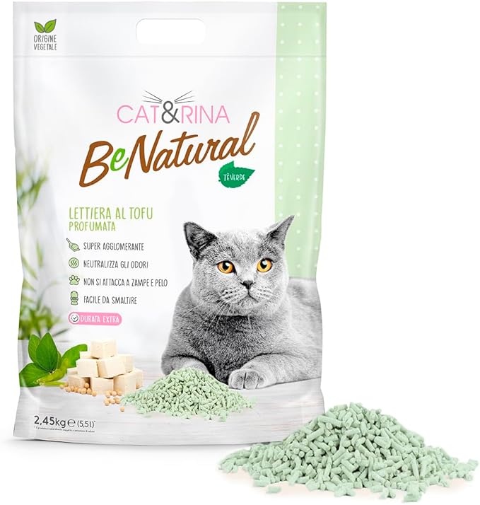 Cat&Rina - BeNatural Lettiera al Tofu Ecologica Vegetale Agglomerante per Gatti 5,5 L