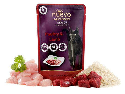 Nuevo - Umido in Patè Super Premium per Gatti Anziani Senza Glutine Senior 85g