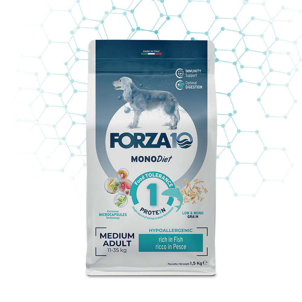 Forza10 - Crocchette Pesce per Cani di Media e Grande Taglia Mono Diet Medium 12 Kg