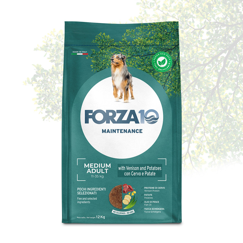 Forza10 - Crocchette Al Cervo per il Mantenimento Cani di Taglia Media Adult Maintenance 12 Kg