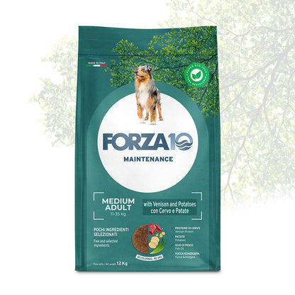 Forza10 - Crocchette Al Cervo per il Mantenimento Cani di Taglia Media Adult Maintenance 12 Kg