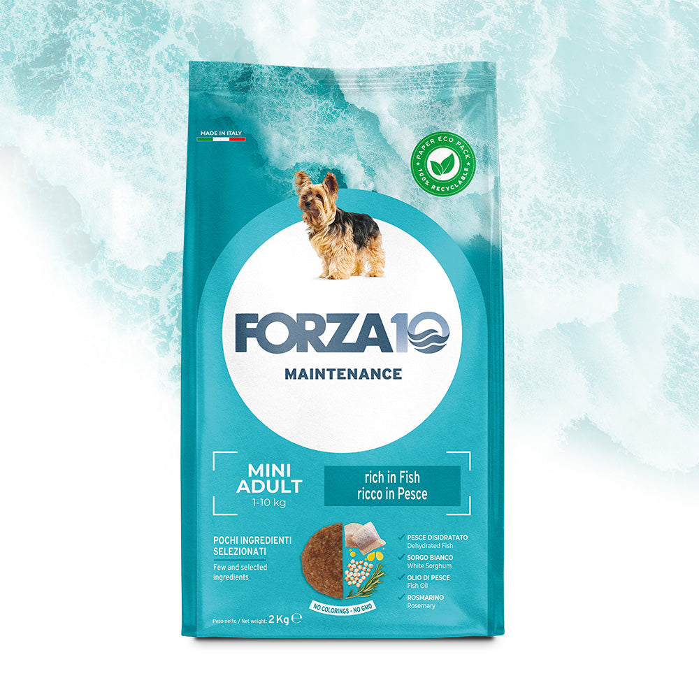 Forza10 - Crocchette Mini al Pesce per il Mantenimento di Cani Adulti di Piccola Taglia 2 Kg