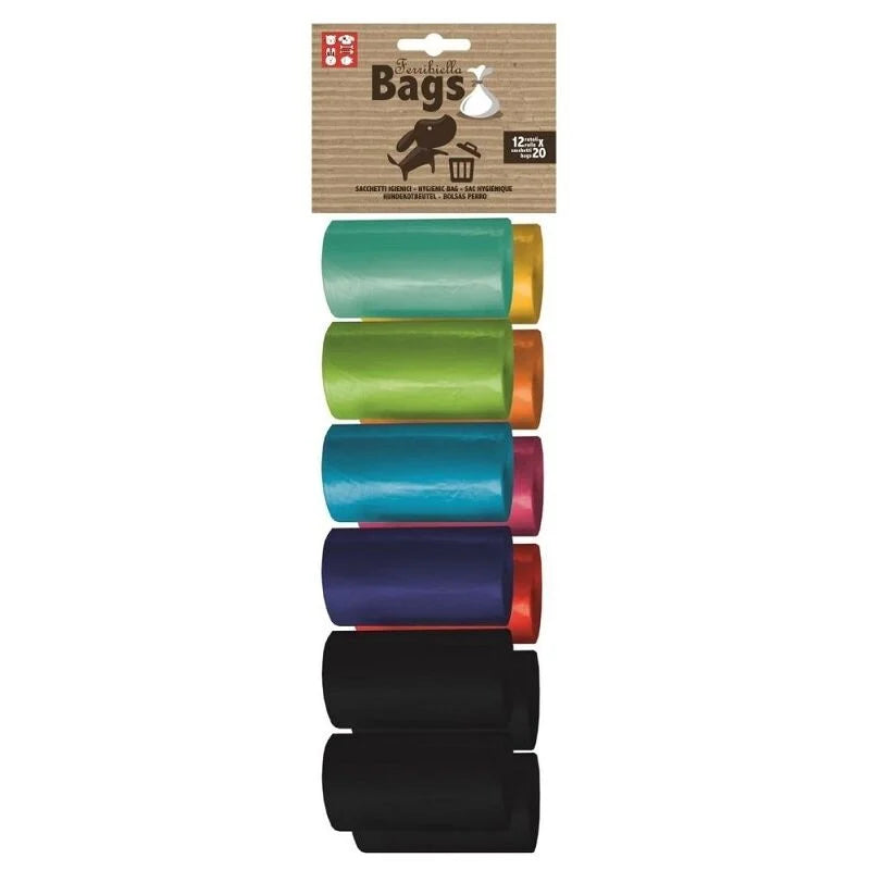 Ferribiella - Bags Sacchetti Igienici Colorati Multipack per Eiezioni Cane 20 x 12 pezzi