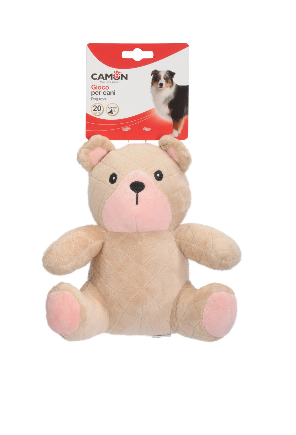 Camon - Gioco per Cani a forma di Orsacchiotto di Peluche con Squeaker 20 cm