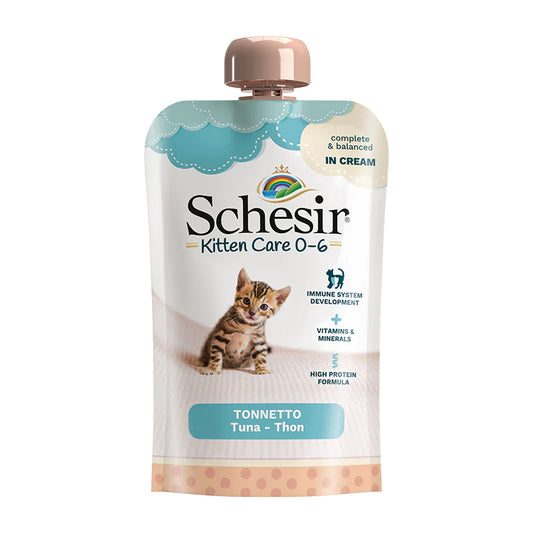 Schesir - Busta per Gatti Cuccioli Kitten Care in Crema con Tappo 150g