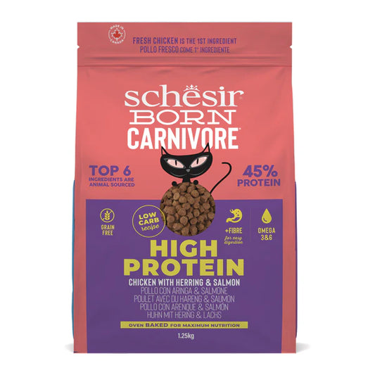 Schesir - Crocchette per Gatti Adulti Cotte al Forno Born Carnivor High Proteina 1,25 Kg