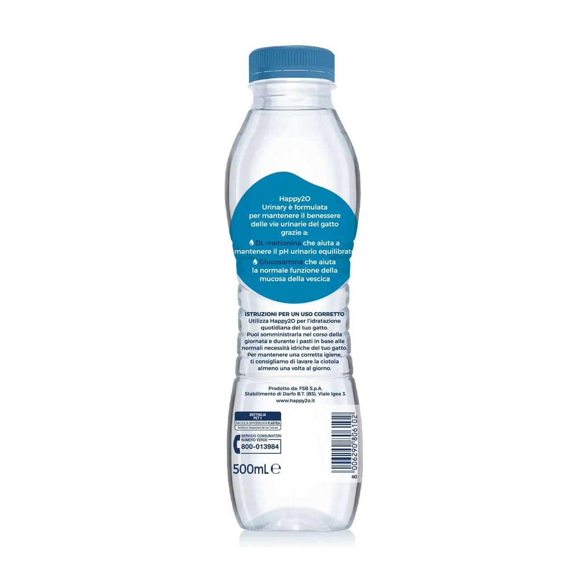 Acqua gatto, acqua per gatto, acqua per gatti, acqua gatti, Happy2O Urinary, Happy2O Urinary gatto, Happy2O gatto, acqua per gatti urinary, idratazione gatto, supporto vie urinarie gatto, benessere urinario gatto, salute vescica gatto, acqua aromatizzata per gatti, DL-metionina gatto, glucosamina gatto, pH urinario gatto, acqua per gatto sterilizzato, Happy2O 500 ml