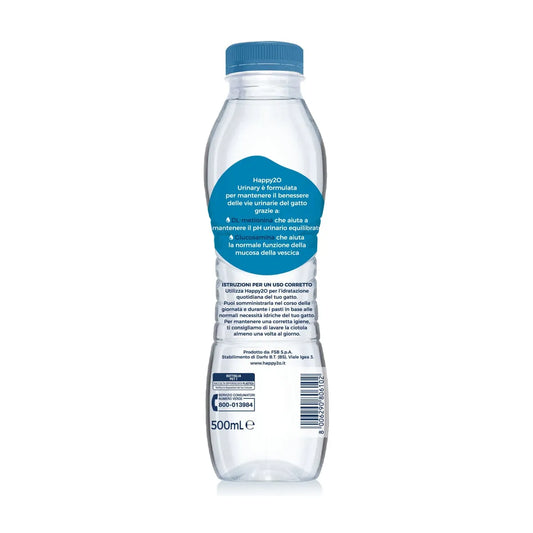 Acqua gatto, acqua per gatto, acqua per gatti, acqua gatti, Happy2O Urinary, Happy2O Urinary gatto, Happy2O gatto, acqua per gatti urinary, idratazione gatto, supporto vie urinarie gatto, benessere urinario gatto, salute vescica gatto, acqua aromatizzata per gatti, DL-metionina gatto, glucosamina gatto, pH urinario gatto, acqua per gatto sterilizzato, Happy2O 500 ml