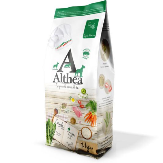 crocchette monoproteiche cane, crocchette monoproteiche al maiale, alimento ipoallergenico cani, crocchette con omega 3 e omega 6, crocchette naturali made in Puglia, althea casale crocchette, crocchette per cani con intolleranze