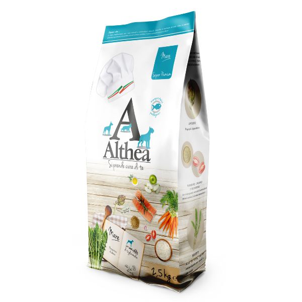 Crocchette monoproteiche cane salmone, Alimento ipoallergenico cane, Crocchette con omega 3 e 6, Cibo secco cane naturale, Made in Puglia crocchette, Althea Mare monoproteico