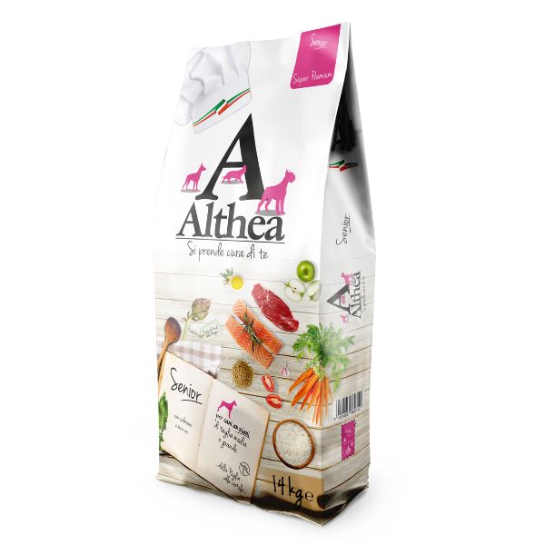 crocchette senior cane anziano, cibo cane anziano con glucosamina, crocchette per articolazioni cane anziano, alimento per cani anziani made in Puglia, crocchette con condroitina e glucosamina cane, crocchette con omega 3 e 6, Althea Super Premium Senior