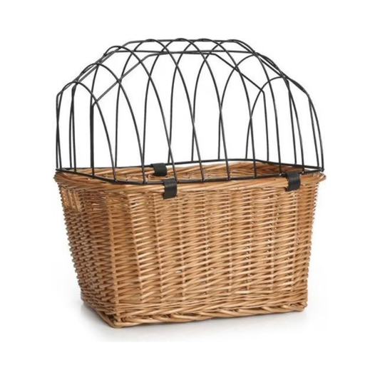 cestino porta cane per bicicletta, cestino cane bici anteriore, cestino bici in vimini per cane, trasportino cane per bicicletta, cestino bici cane piccola taglia, accessori bici per cani, cestino bici Beeztees, trasporto cane in bicicletta, cestino vimini porta cane.