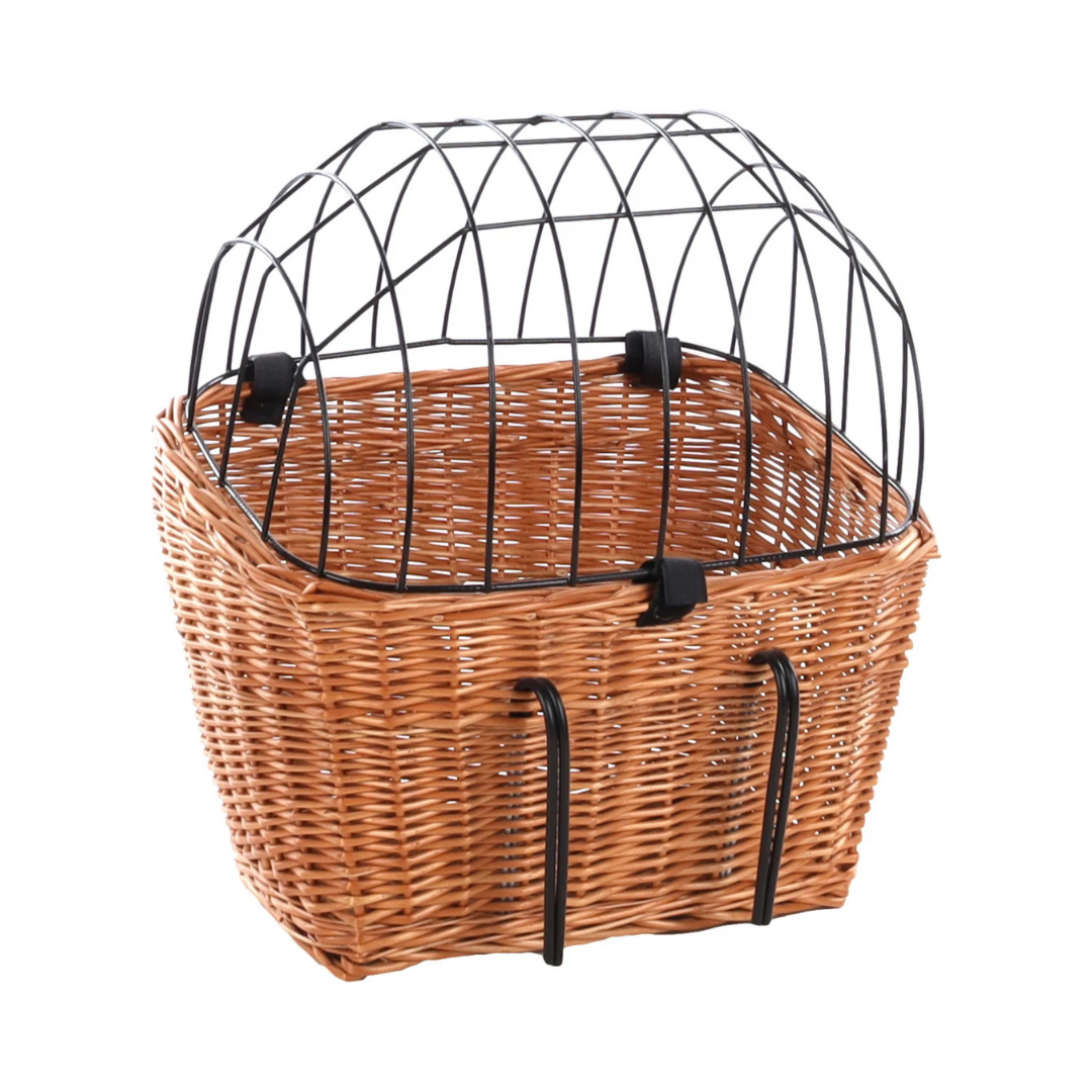 cestino porta cane per bicicletta, cestino cane bici anteriore, cestino bici in vimini per cane, trasportino cane per bicicletta, cestino bici cane piccola taglia, accessori bici per cani, cestino bici Beeztees, trasporto cane in bicicletta, cestino vimini porta cane.