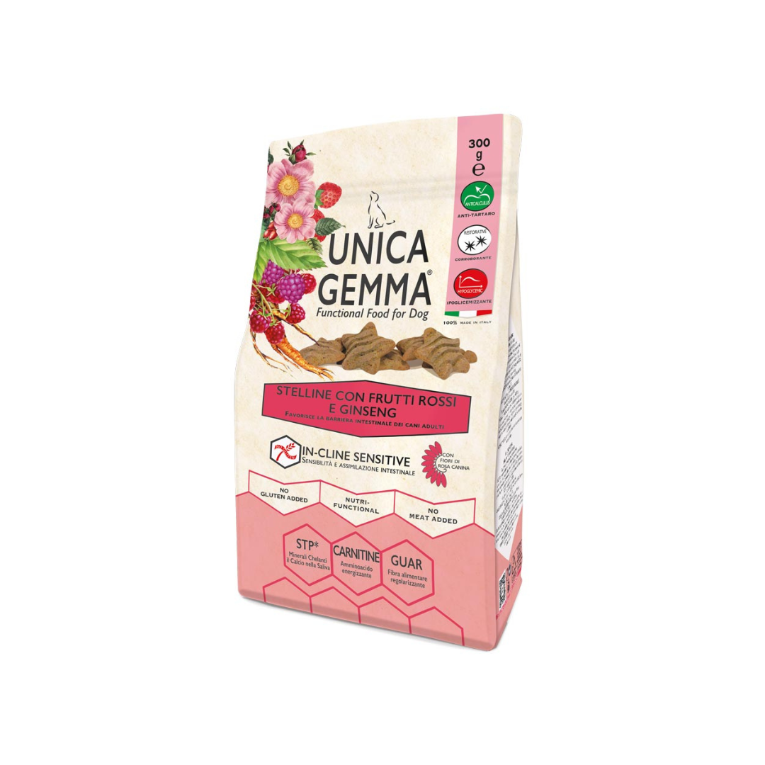 biscotto cane, biscotti cane, biscotto cani, biscotti per cani adulti, snack funzionale per cani, biscotti funzionali cane, snack senza glutine per cani, biscotti senza glutine cane, Unica Gemma, Unica Gemma biscotti cane, snack cane con Carnitina, biscotti cane con Ginseng, snack per cani adulti tutte le razze, biscotti croccanti per cani, snack per igiene orale cane