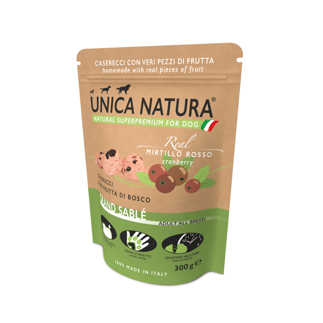 biscotto cane, biscotti cane, biscotti per cani con frutta, biscotti cane frutta e verdura, snack per cani adulti, biscotti per cani adulti, biscotti caserecci per cani, snack cane con arancia, biscotti cane con zucca, biscotti cane con pomodoro, biscotti morbidi per cani, snack goloso per cani, premio per cani adulti, biscotti cane 300 g, Unica Natura Real Caserecci