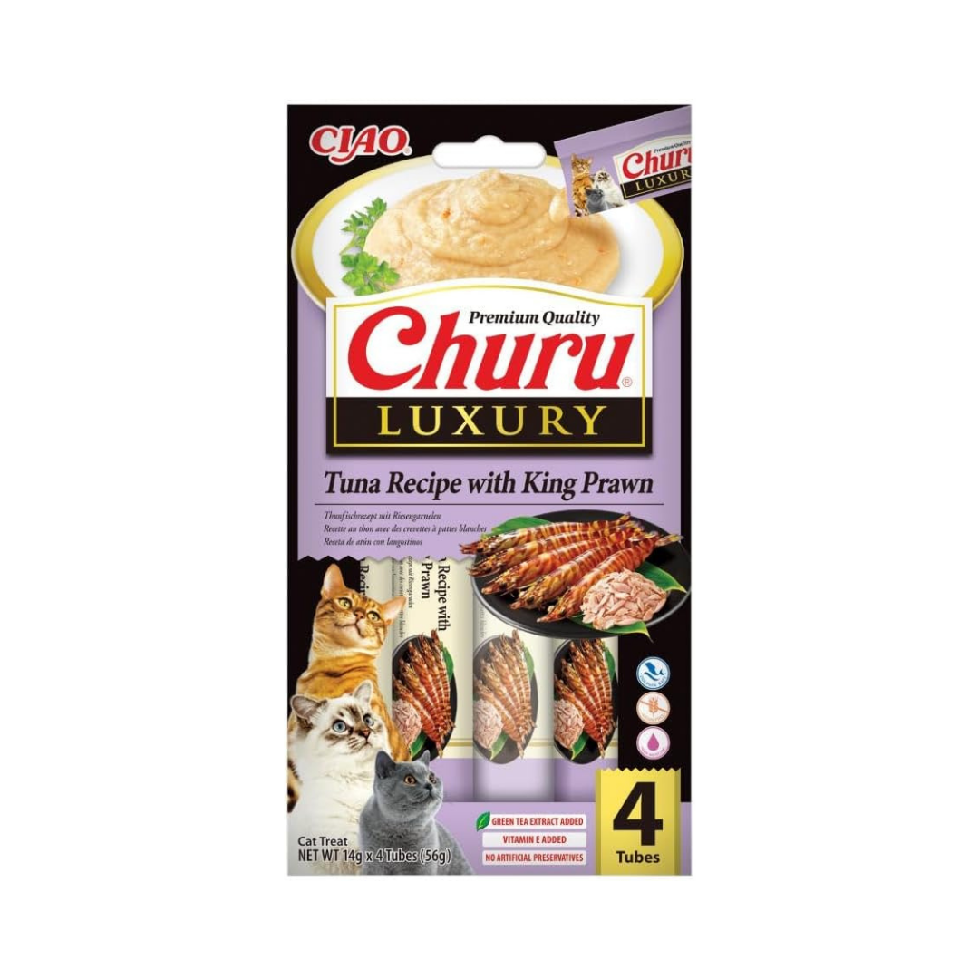 churu luxury gatto, snack cremoso gatto premium, churu 4x14g gatto, crema gatto snack, premio gatto churu, inaba ciao