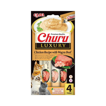 churu luxury gatto, snack cremoso gatto premium, churu 4x14g gatto, crema gatto snack, premio gatto churu, inaba ciao
