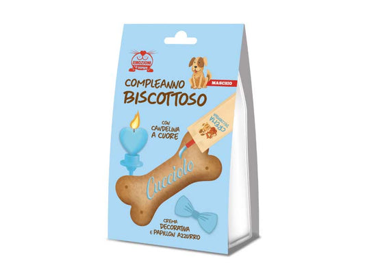 Compleanno Biscottoso con Candelina, Crema Decorativa e Papillon per Cani - Emozioni a 4 Zampe